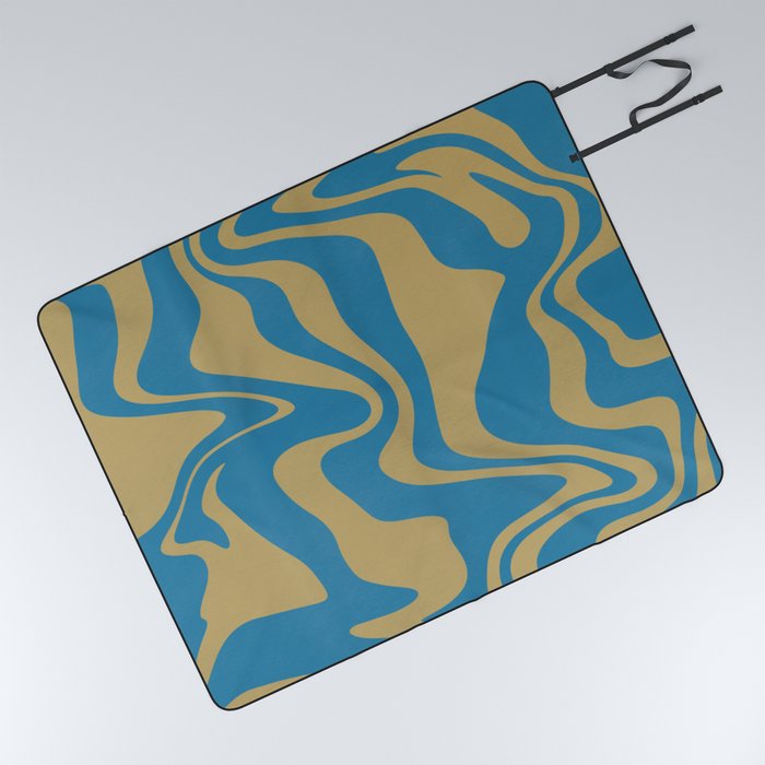 Liquify swirl blue sand pattern Picnic Blanket