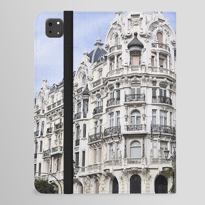 Spain Photography - White Beautiful  Building In Down Town Madrid iPad Folio Case