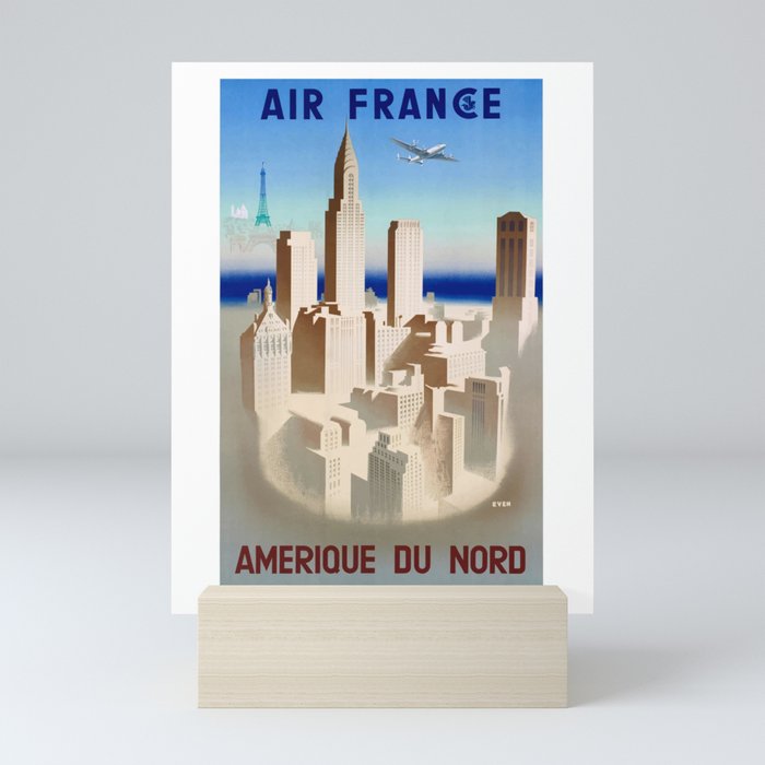1950 NORTH AMERICA Air France Travel Poster Mini Art Print