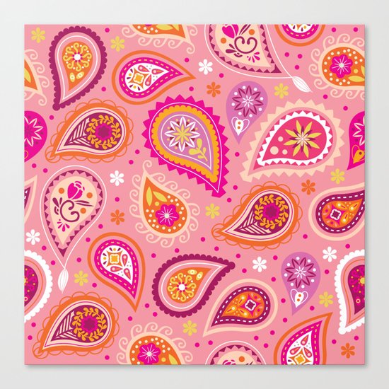 Colorful summer paisleys Canvas Print