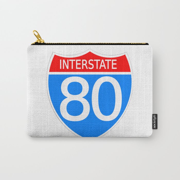 80 Interstate Red & Blue - Classic Vintage Retro American Highway Sign Carry-All Pouch