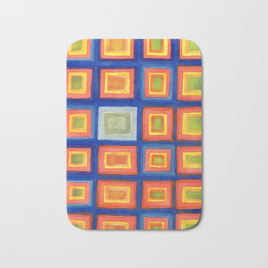 Square Pattern Beaming with Luminous Color Bath Mat