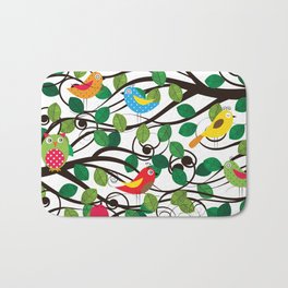 Birds Bath Mat | Vector, Nature, Birds, Bird, Tree, Garden, Drawing, Spring, Summer, Animal 
