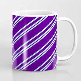 [ Thumbnail: Turquoise & Indigo Colored Striped Pattern Coffee Mug ]