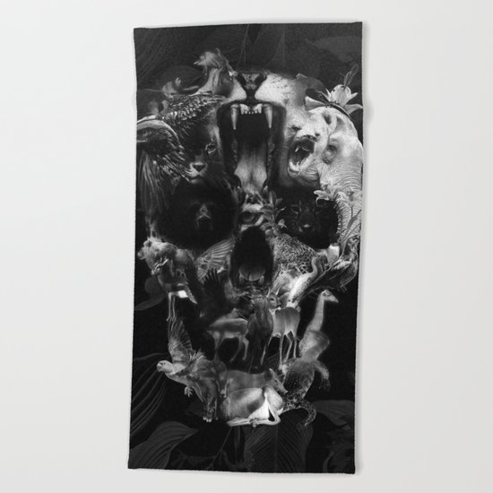 Kingdom Skull B&W Beach Towel
