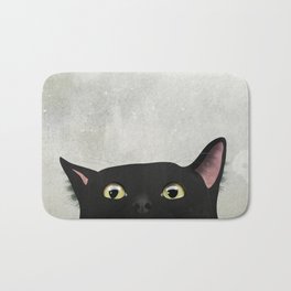 Curious Black Cat Badematte | Funny, Animal, Illustration 