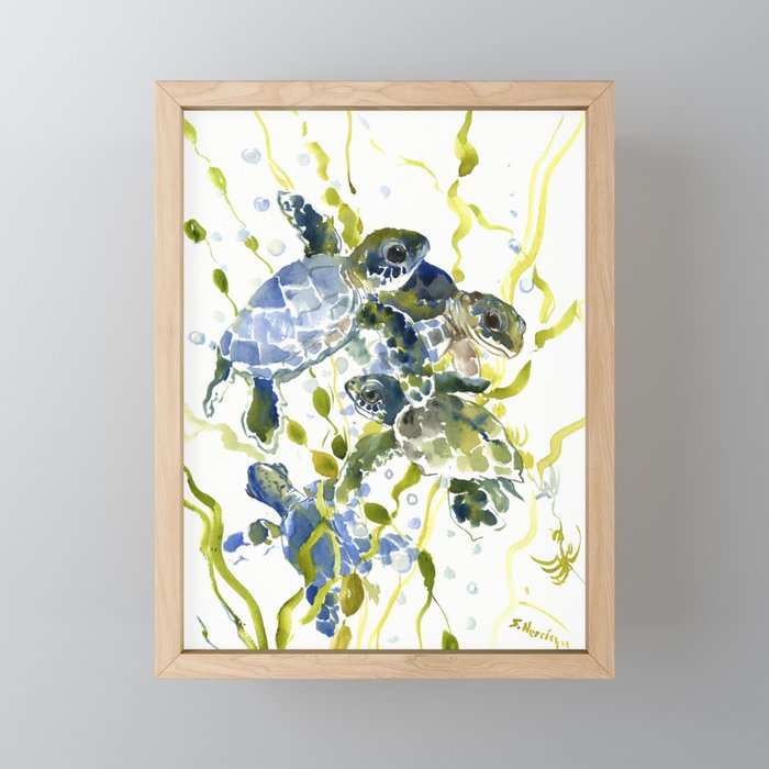 Turtle Baby Sea Turtles Underwater Scene Olive Green Green