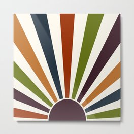 Multicolor retro Sun design 6 Metal Print