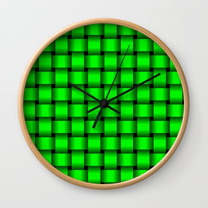 Neon Green Weave Wall Clock
