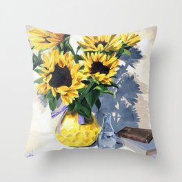 Painted Sunflowers by Amy Herman Throw Pillow