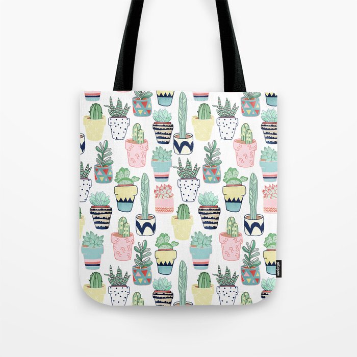 Cute Cacti in Pots Tote Bag