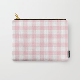 Large Valentine Soft Blush Pink and White Buffalo Check Plaid Carry-All Pouch
