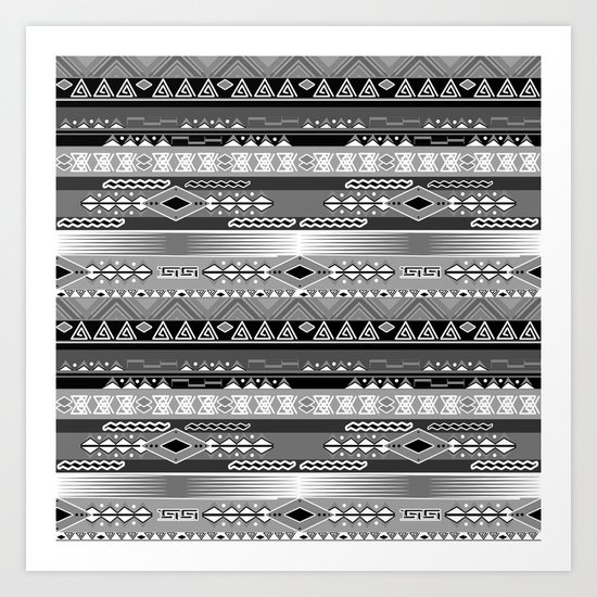 Ethnic stripes. Tribal pattern Indians. Art Print