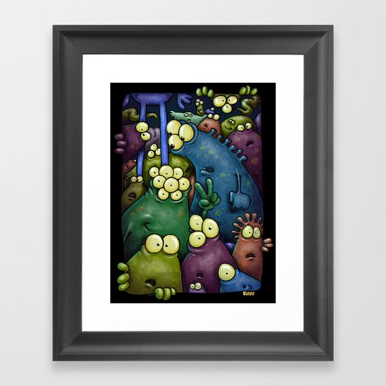 Crowded Aliens Framed Art Print