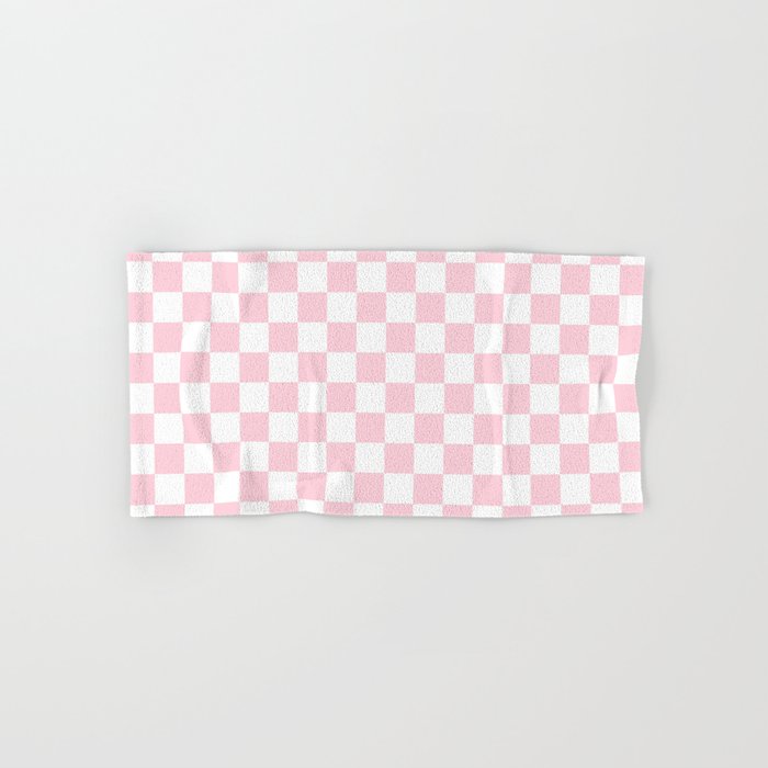 Large Soft Pastel Pink and White Checkerboard Hand & Bath Towel