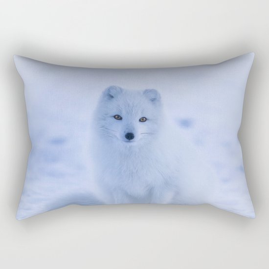 White Snow Fox Softness Rectangular Pillow