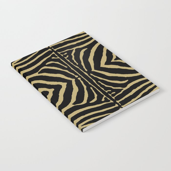 Zebra Wild Animal Print 734 Black and Gold Notebook