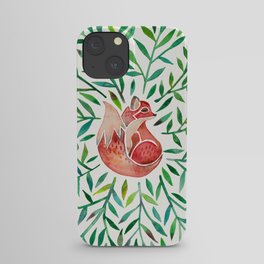 Woodland Fox – Green Leaves iPhone Case
