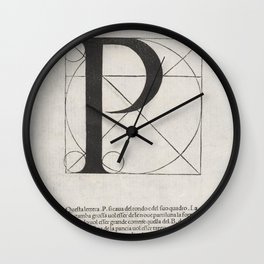 Divina Proportione Letter P After Leonardo da Vinci  Wall Clock