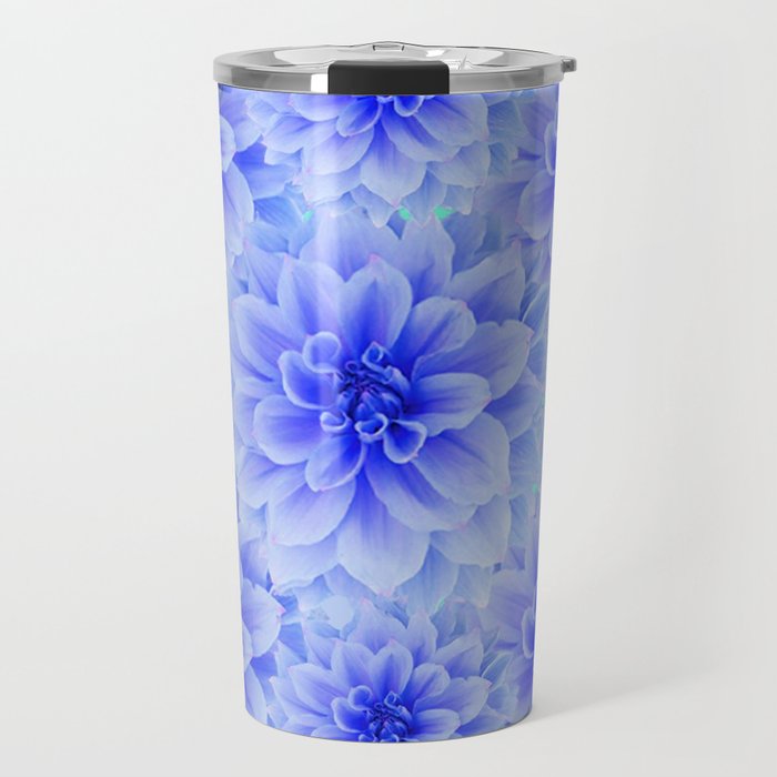 BLUE-WHITE DAHLIA FLOWERS IN  TEAL COLOR Travel Mug