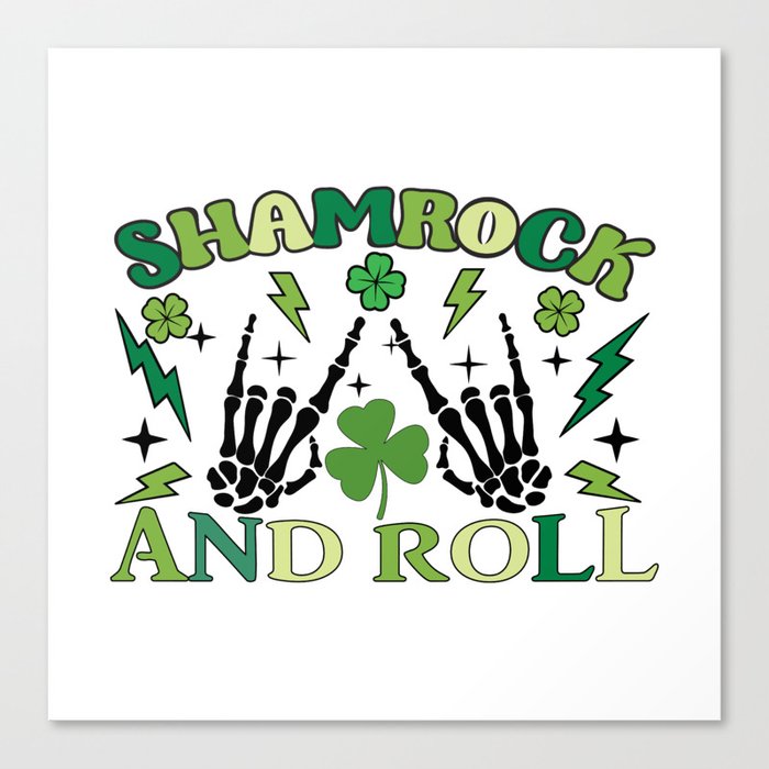Shamrock and roll St. Patricks day 2022 Rock tee Canvas Print