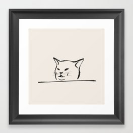 Confused cat meme drawing Framed Art Print