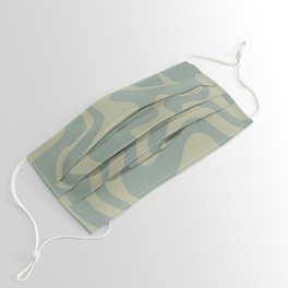 Retro Liquid Swirl Abstract Pattern in Muted Eucalyptus Sage Face Mask
