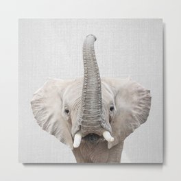 Elephant 2 - Colorful Metal Print | Children, Digital, Modern, Elephant, Nature, Zoo, Trunk, Woodlands, Photo, Peekaboo 
