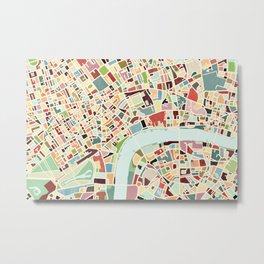 CITY OF LONDON MAP ART 01 Metal Print | City, Map, Art, Citymap, Pastelcolors, Walldecor, Graphicdesign, Modern, England, Colorful 