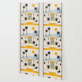 Palm Springs Home – Yellow & Blue Wallpaper