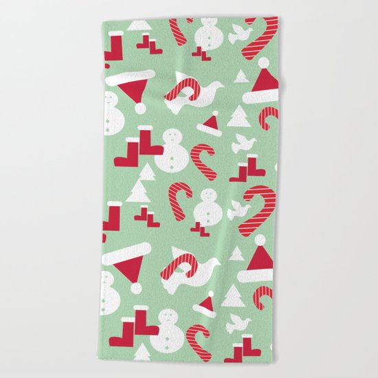 Funky Christmas Snow Beach Towel