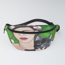 Frida with black cat Fanny Pack