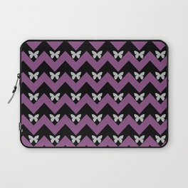 Black And Purple Zigzag Chevron And Butterfly Pattern Laptop Sleeve