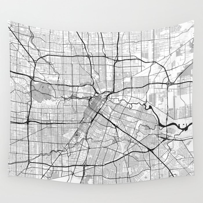 Houston Map Gray Wall Tapestry