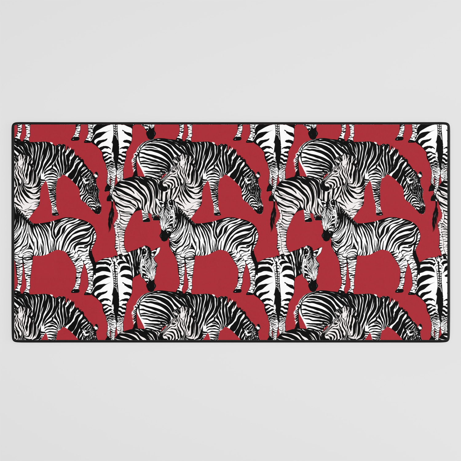 Zebra animal print,red background Desk Mat by mm_art | Society6