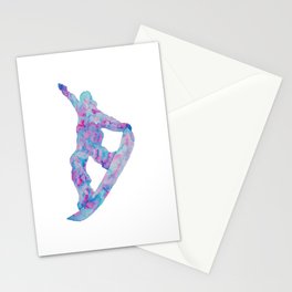 Snowboard art print watercolor painting Stationery Card