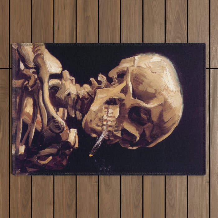 Vincent Van Gogh Skull with Burning Cigarette 1885 Outdoor Rug