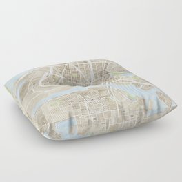 Oakland California Watercolor Map Floor Pillow