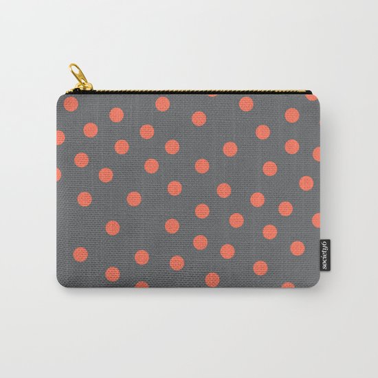 Simply Dots Deep Coral on Storm Gray Carry-All Pouch