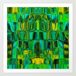 Abstract Gem 02 Art Print | Pattern, Fluid, Green, Ink, Glass, Digital, Graphicdesign, Liquid, Abstract, Yellow 