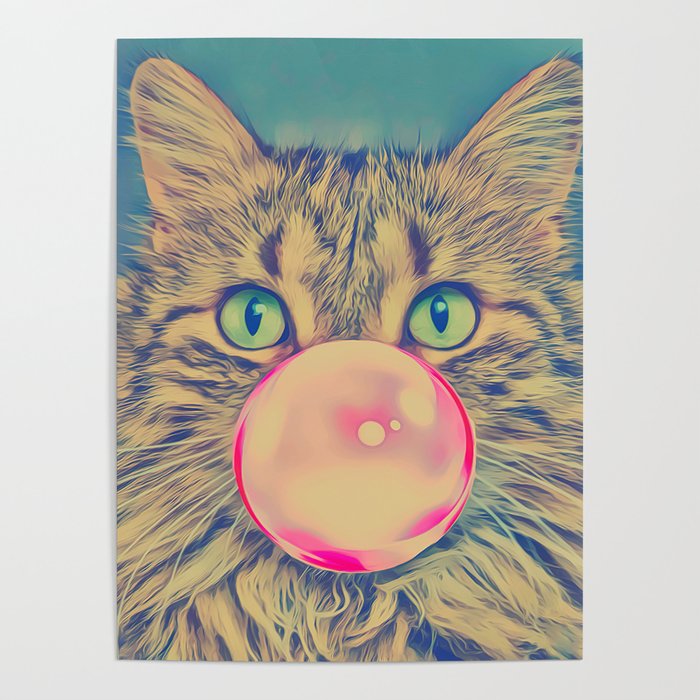 Cat Bubble pink, pastel, animal, love, kittens, cute Poster