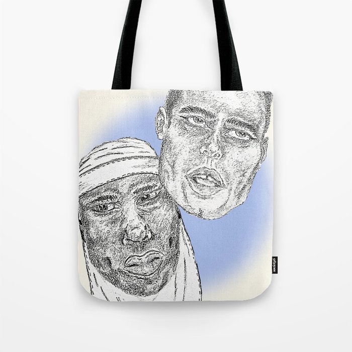 Opposites Attract Blue/Beige Tote Bag