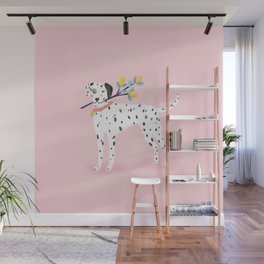 Dalmatian with Lemon Tree in Pink Wall Mural