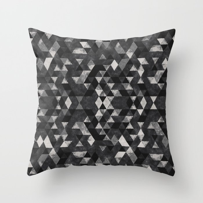 Monochrome Geometric Triangle Pattern Throw Pillow