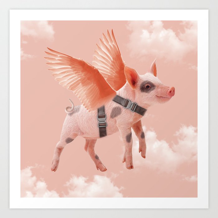 Little Piggy can Fly II Art Print