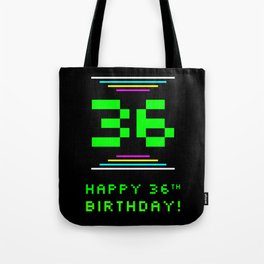 [ Thumbnail: 36th Birthday - Nerdy Geeky Pixelated 8-Bit Computing Graphics Inspired Look Tote Bag ]