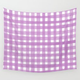 Pink Watercolour Farmhouse Style Gingham Check Wall Tapestry