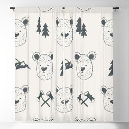 Seamless pattern with bear heads Blackout Curtain