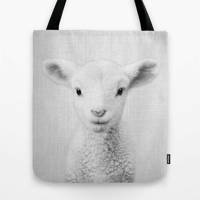 Lamb - Black & White Tote Bag by Gal Design