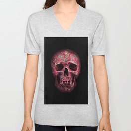 Paisley Skull V Neck T Shirt